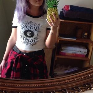 Cropped Moon Dust Baseball Tee White & Black